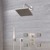 Mitigeur Thermostatique Douche - Pommeau 20cm - Buses hydromassantes & Douchette sur clip - Nickel Brossé - Harting