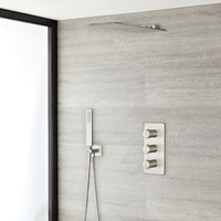 Mitigeur Thermostatique Douche - Pommeau Cascade & Douchette sur clip - Nickel Brossé - Harting