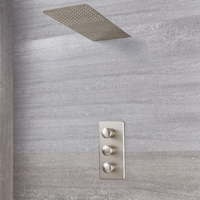 Mitigeur Thermostatique Douche & Pommeau Cascade - Nickel Brossé - Aldwick