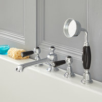 Mélangeur Bain Douche 4 Trous – Commandes à Levier – Chromé et Noir – Elizabeth