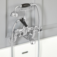 Mélangeur bain douche mural rétro – Commandes croisillons – Chromé et noir - Elizabeth