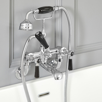 Mélangeur bain douche mural rétro – Commandes leviers – Chromé et noir - Elizabeth