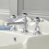 Mélangeur lavabo 3 trous – Commandes croisillons - Chromé et noir - Elizabeth