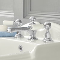 Mélangeur lavabo 3 trous – Commandes leviers - Chromé et blanc - Elizabeth