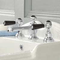 Mélangeur lavabo 3 trous – Commandes leviers - Chromé et noir - Elizabeth
