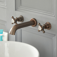 Mélangeur lavabo mural rétro à 3 trous – Commandes croisillons – Bronze huilé - Elizabeth