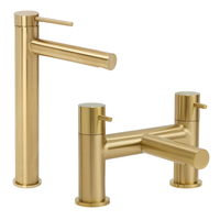 Pack mitigeur baignoire et mitigeur haut lavabo – Laiton brossé – Otto