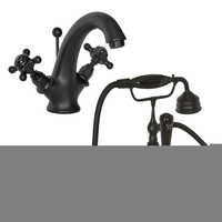 Pack mélangeurs bain douche et lavabo – Commandes en croisillon – Noir – Design rétro - Elizabeth - Hudson Reed