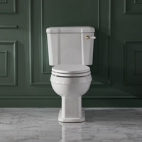 Pack WC à poser avec abattant blanc - Rond - Design rétro - Commande à levier or satiné - Richmond - Hudson Reed