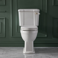 Pack WC à poser avec abattant blanc – Hauteur confortable - Rond - Design rétro - Commande à levier or satiné - Richmond - Hudson Reed