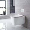 Pack WC suspendu - Avec bâti-support bas - Plaque de déclenchement rectangulaire blanche et chrome - Sandford