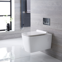 Pack WC suspendu - Avec bâti-support bas - Plaque de déclenchement rectangulaire noire chrome - Sandford