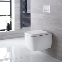 Pack WC suspendu - Avec bâti-support haut - Plaque de déclenchement rectangulaire blanche et chrome - Milton