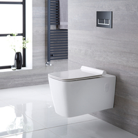 Pack WC suspendu - Avec bâti-support haut - Plaque de déclenchement rectangulaire noire chrome - Sandford