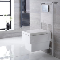 Pack WC Suspendu Haldon - Bâti-support 115x50x18cm & Plaque de Déclenchement - Choix parmi 4 Modèles