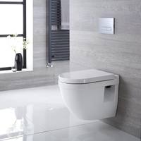 Pack WC suspendu moderne – Bâti-support haut – Blanc - Choix de plaque de déclenchement - Belstone