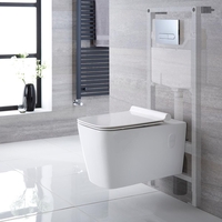 Pack WC suspendu moderne – Bâti-support haut – Blanc – Choix de plaque de déclenchement - Sandford