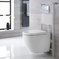 Pack WC suspendu moderne – Sans bride – Bâti-support haut – Blanc – Choix de plaque de déclenchement - Ashbury
