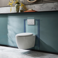 Pack WC suspendu sans bride - Avec bâti-support bas - Plaque de déclenchement rectangulaire blanche - Kenton