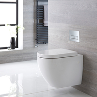 Pack WC suspendu sans bride - Avec bâti-support bas - Plaque de déclenchement rectangulaire chromée - Asbhury