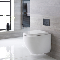 Pack WC suspendu sans bride - Avec bâti-support bas - Plaque de déclenchement ronde noire - Asbhury