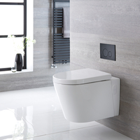 Pack WC suspendu sans bride - Avec bâti-support bas - Plaque de déclenchement ronde noire - Covelly