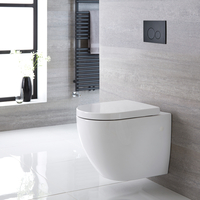 Pack WC suspendu sans bride - Avec bâti-support haut - Plaque de déclenchement ronde noire - Asbhury