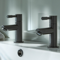 Paire de robinet lavabo - Moderne - Laiton noir - 2 trous - Hudson Reed Nox