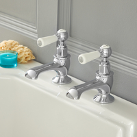 Paire de Robinets à Levier Rétro pour Baignoire – Chromée et blanche - Elizabeth