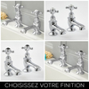 Paire de robinets baignoire rétro - croisillon – choix de finition - Elizabeth