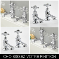 Paire de robinets baignoire rétro - croisillon – choix de finition - Elizabeth