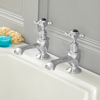 Paire de robinets de baignoire à commandes croisillions - Chromé et noir – Elizabeth
