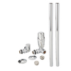 Paire de robinets de radiateur en coin & tuyaux - Chromé - Têtes thermostatiques - Design moderne - Hudson Reed