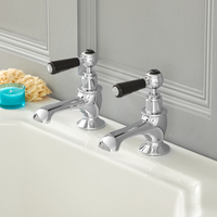Paire de robinets rétro pour baignoire - Commandes leviers – Chromé et noir – Elizabeth