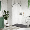 Paroi de douche italienne - Arrondie Arche Moderne - Receveur texturé - Hudson Reed - 140 x 80 cm - Anthracite