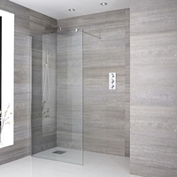 Paroi de douche italienne – Chromé – 140 cm – Bras stabilisateur - Design contemporain - Portland - Hudson Reed