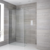 Paroi de douche italienne – Chromé – 195 x 140 cm - Avec paroi de retour - Design réversible - Portland - Hudson Reed