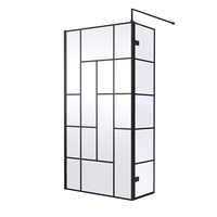 Paroi de douche italienne abstraite – Noir – 195 x 100 cm - Avec paroi de retour pivotante - Hudson Reed