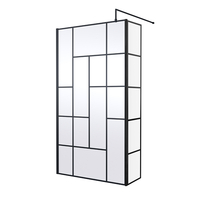 Paroi de douche italienne abstraite – Noir – 195 x 110 cm - Avec paroi de retour fixe - Hudson Reed