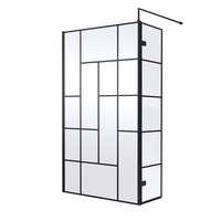 Paroi de douche italienne abstraite – Noir – 195 x 110 cm - Avec paroi de retour pivotante - Hudson Reed