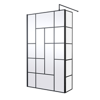 Paroi de douche italienne abstraite – Noir – 195 x 120 cm - Avec paroi de retour fixe - Hudson Reed