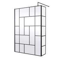 Paroi de douche italienne abstraite – Noir – 195 x 140 cm - Avec paroi de retour fixe - Hudson Reed