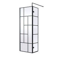 Paroi de douche italienne abstraite – Noir – 195 x 70 cm - Avec paroi de retour pivotante - Hudson Reed