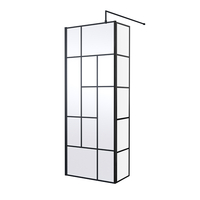 Paroi de douche italienne abstraite – Noir – 195 x 80 cm - Avec paroi de retour fixe - Hudson Reed