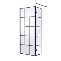 Paroi de douche italienne abstraite – Noir – 195 x 80 cm - Avec paroi de retour pivotante - Hudson Reed