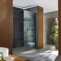 Paroi de douche italienne cannelée - Sans cadre - 195 x 120 cm - Bras mural - Noir - Florence - Hudson Reed