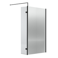 Paroi de douche italienne cannelée – 185 x 90 cm - Noir - Avec paroi de retour pivotante - Hudson Reed