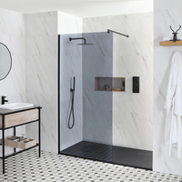 Paroi de douche italienne verre fumé – Receveur à effet texturé – Choix de tailles – Nox-Luna