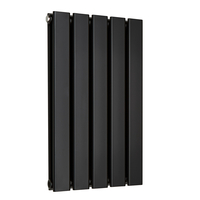 Petit radiateur design mural - Chauffage WC Double Étroit - Eau Chaude - 59, 5 x 35 cm - Noir - Hudson Reed