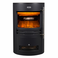 Poêle électrique cylindrique moderne - Noir - Flammes LED - Chauffage salon & cuisine - Hudson Reed Ecoso